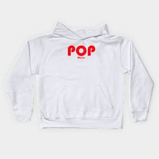 POP Music-Red Text Kids Hoodie